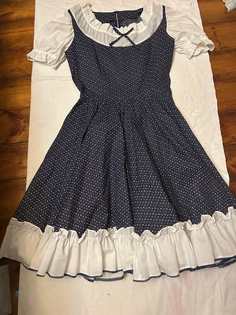 Vintage 1970s square dancing rockabilly country prairie twirl dress sm med